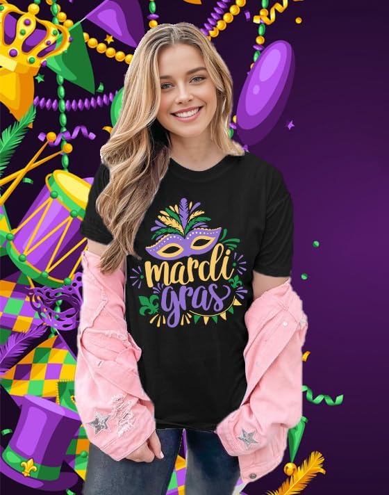 Mardi Gras Shirts Women Fat Tuesday Carnival Graphic T-Shirts Mardi Gras Outfit Gifts Holiday Shirt Tees - Image 4
