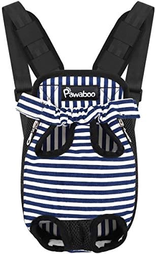 Pawaboo Pet Carrier Backpack, Adjustable Pet Front Cat Dog Carrier Backpack Travel Bag, Legs Out, Easy-Fit for Traveling Hiking Camping for Small Medium Dogs Cats Puppies, Medium, BLACK