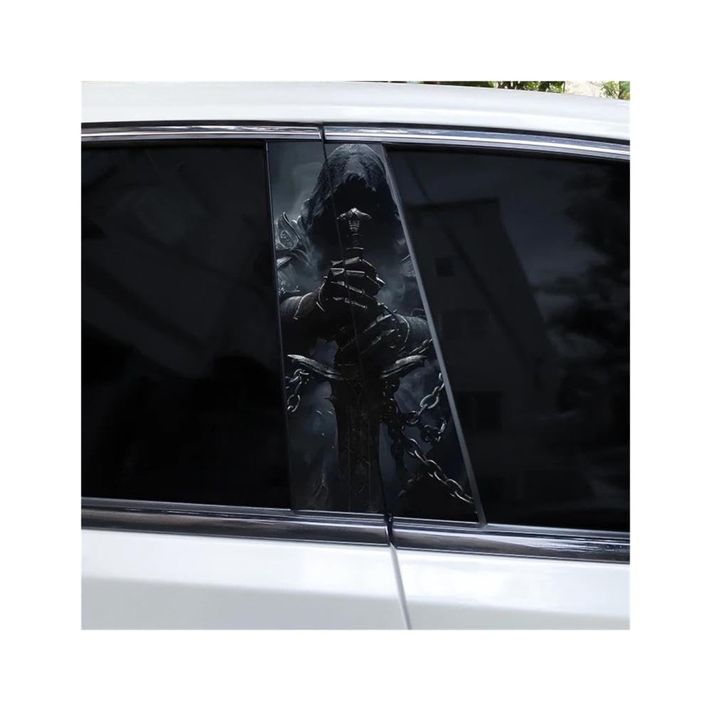 Bertdcx D 2Pcs Knight Car Window Pillar Sticker Iy Vinyl Sticker Car Oor Pillar Sticker Auto Parts(D)
