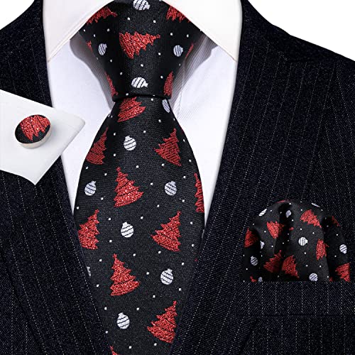 Barry.wang Tie Set Man Christmas Necktie Silk Woven Stain Tree Black Party Engagement #TOP2