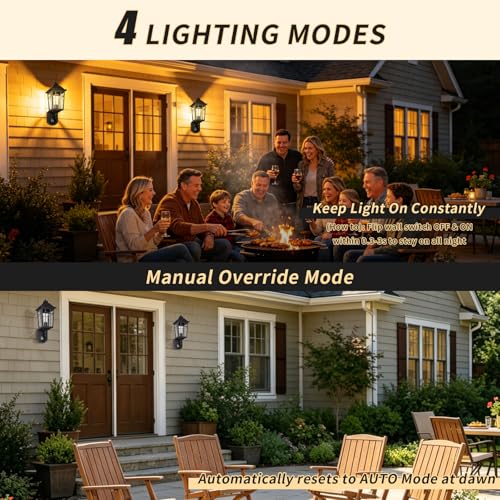 Image of JYZ 16 inch Motion Sensor cOutdoor Wall Light Fixtures, Anti-Rust Aluminum Wall Sconce with Seeded Glass, E26 Socket Waterproof Exterior Lighting, Matte Black Wall Lantern for Porch, Garage, Yard