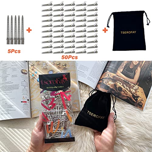 55 Pcs Metal Silver Hair Clips For Women Pin Curl Roller, 1.8 Inches Double Prong Root Lift Clips For Curly Hair Volume, Loc Clips For Locs Retwist Dreads, Short Curler Setting Clippies For Thick Hair Styling Sectioning. #TOP3