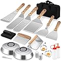 Joyfair 19Pcs Griddle Accessories Kit, Flat Top Grill BBQ Turners with Melting Domes, For Outdoor Camping Teppanyaki, Include Basting Cover, Burger Press, Stainless Steel Spatulas, Scarpers, Carry Bag