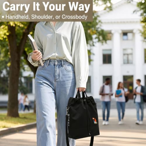 Image of Women Canvas Tote Handbags Casual Shoulder Work Bag Crossbody Bag with Sunshine Embroidery