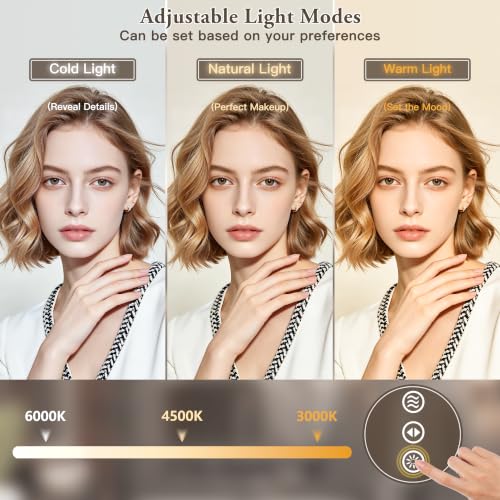 Image of 48 inch x 36 inch Led Bathroom Mirror with Lights, Anti-Fog & Tri-Color Lighting - Wall Mounted Shaving Mirror with Touch Sensor, Waterproof & Smart LED Vanity Mirror,Tempered Glass, Dimmable Smart Mirror