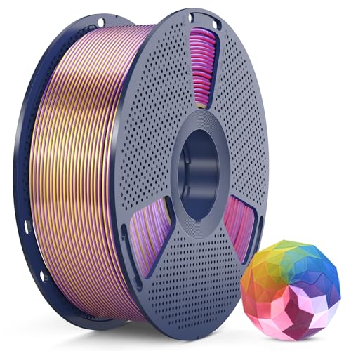 Image of SUNLU PLA+ Silk Filament, Four-Color 3D Printer Filament 1.75mm, Dimensional Accuracy + /- 0.02mm, 1KG Spool(2.2 lbs), Silk Quadruple Color(Gold Purple Red Blue)