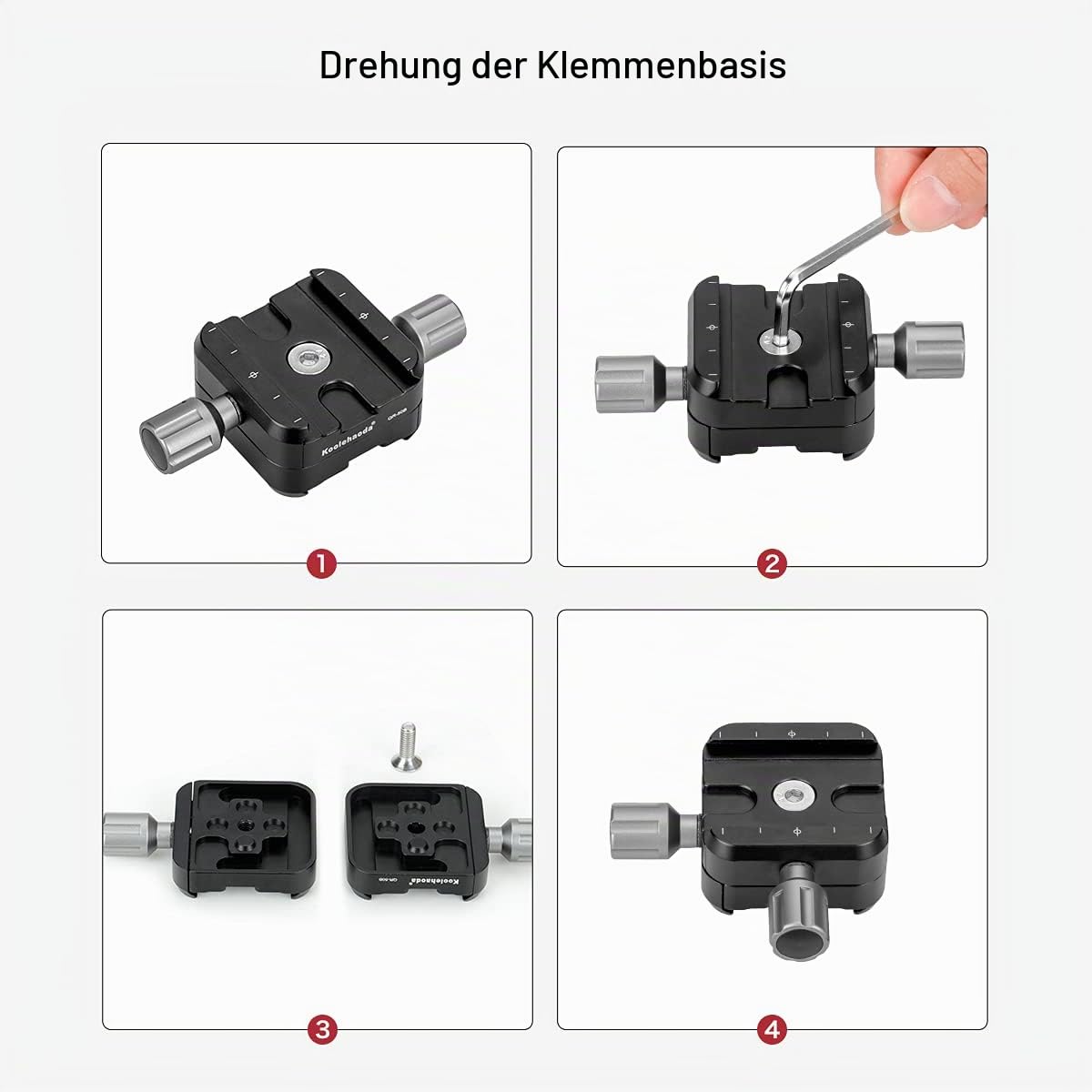 koolehaoda QR-50B Schnellwechselplatte Klemme Doppelklemmadapter kompatibel für Arca Swiss Plate RRS Rail Plate Nodal Slide Subtend