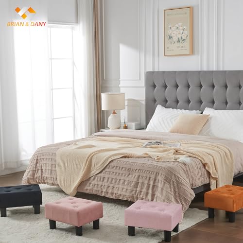 BRIAN & DANY Small Foot Stool, Linen Foot Stools with Legs, Stable Small Footstool for Living Room, Light Pink by BRIAN & DANY - Used condition - Image 6