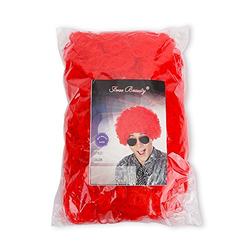 Image of FREE BEAUTY Fluffy Afro Synthetic Clown Wig for Men Women Cosplay Anime Party Christmas Halloween Fancy Funny Wigs (Red)