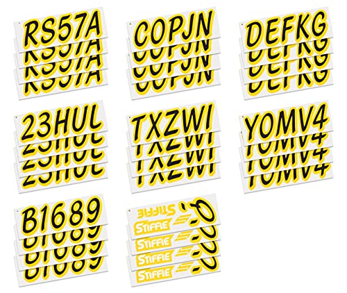 Image of Whipline Solid Black /Yellow 3 inch Alpha-Numeric Registration Identification Numbers Stickers Decals for Boats & Personal Watercraft