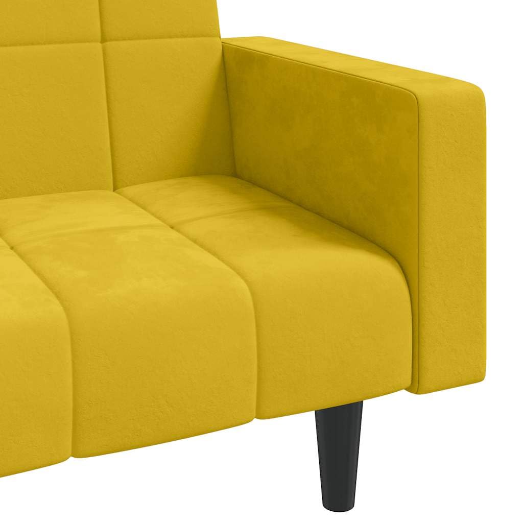 vidaXL Sofá Cama de 2 plazas con Dos Almohadas Terciopelo Amarillo