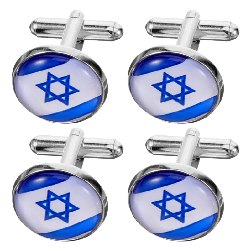 Gemelos bandera Israel para hombre, 4 piezas, aleación clásica miniatura 1