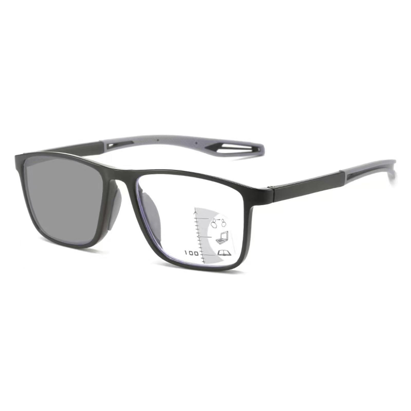 Fotocromáticas Gafas de Lectura Multifocales Progresivas, Gafas de Estilo Deportivas Ultraligeras Ayuda para Lectura para Hombre y Mujer