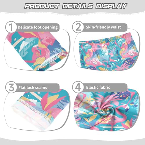 KLL Pink Flamingo Little Girls Cotton Pants Stretch High Waisted Yoga Pants Exercise3