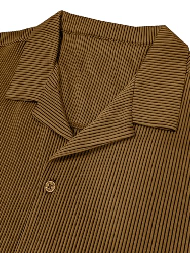 Image of Men's Button Down Collar Neck t-Shirt (40, Dark Brown)