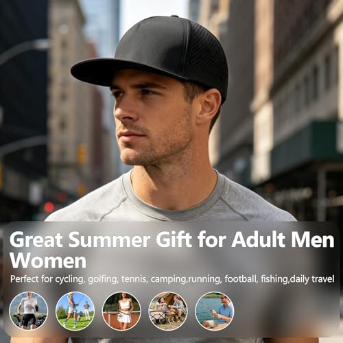Image of M /L /XL /XXL Oversize Flat Bill Baseball Cap for Men Women Quick Dry Snapback Hats Summer Mesh 5 Panel Cap