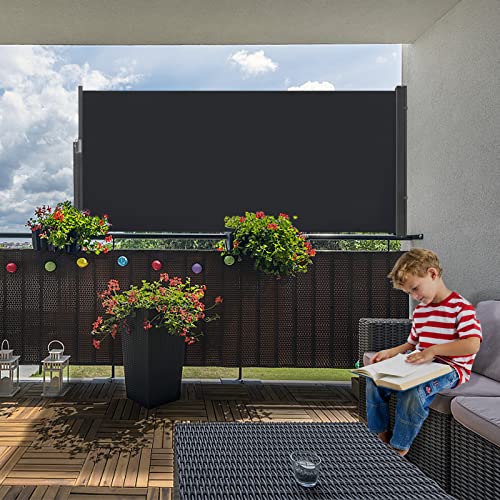 Store latéral rétractable 120x300cm anthracite NAIZY en polyester pour balcon - 8
