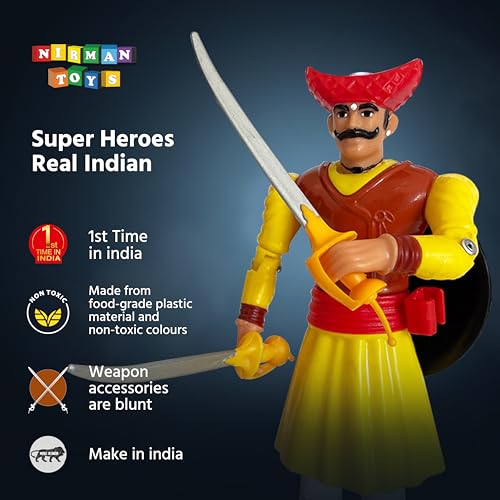 Image of Swarajyache Shiledar - The True Super Hero - 6 Inch Tall Action Figure with Accessories (Mawala, Yellow)