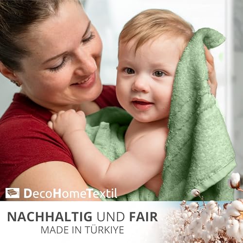 DecoHomeTextil Handtuch-Set 2 Handtücher in Salbeigrün aus 100% Baumwolle, hochwertig, kuschelweich und saugstark – Bild 6