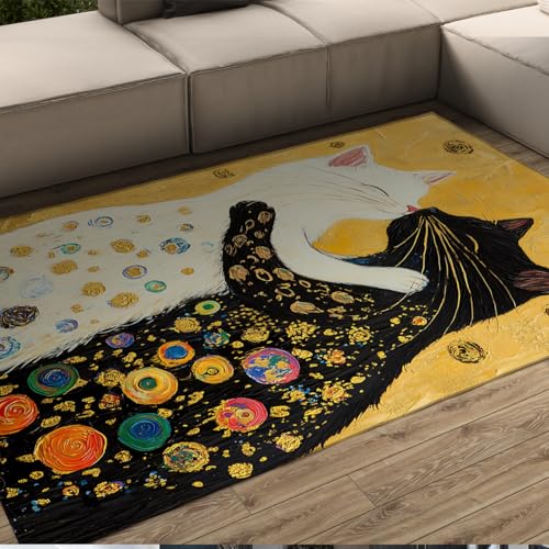 Tapis de chat mignon 60x90cm antidérapant et lavable pour une descente de lit douce