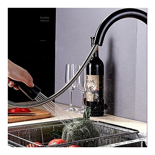 Robinet de cuisine extractible en laiton vase mitigeur noir - 8