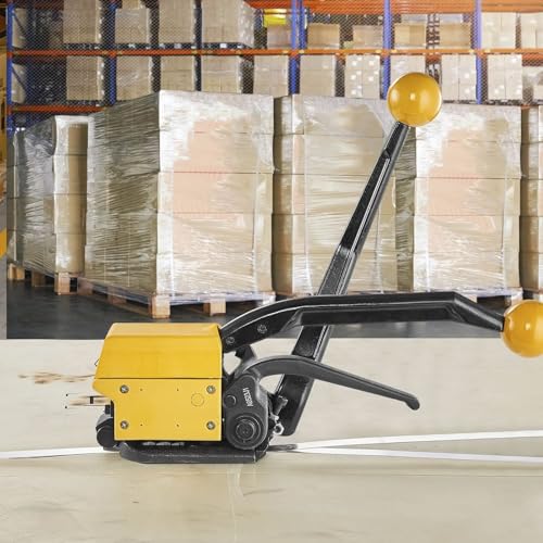 Tensor manual de flejado sin sellos para asegurar correas de metal pesadas 2