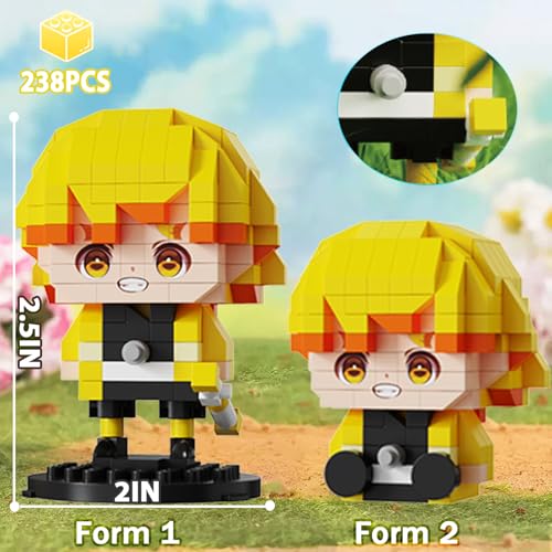 Image of 5 Kill Demon-Themed Anime Slayer Figures Building Set, 2IN1 Sitting&Standing Models Cute Popular Characters Monster Killer Micro Brick, Japanese Manga Merch Toy Decor Birthday Gift for Fans(1140 Pcs)