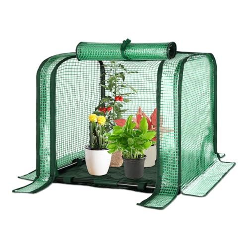 U'Artlines Portable Mini Greenhouse Small Green House with Waterproof Pad 23x13x17 Inch Plant Cover Tent for Garden Small Plants Indoor Outdoor, Green PE