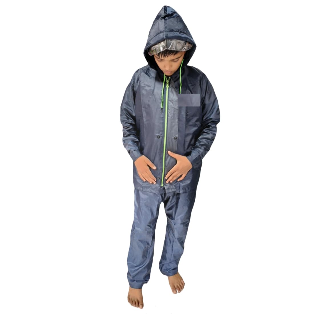 D8211K Children’s Waterproof Hooded Raincoat & Pant Set | Durable, Lightweight, Portable Rain Suit with Carry Pouch (M, Blue, 8 Years - 9 Years) 2