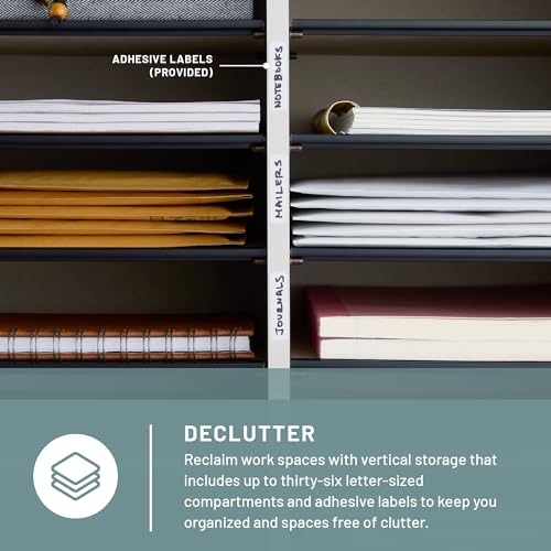 Safco Literature Organizer, 36 Compartments, Office and Classroom Mailbox with Adjustable Shelves, Wood Paper and Mail Sorter, Modern Gray