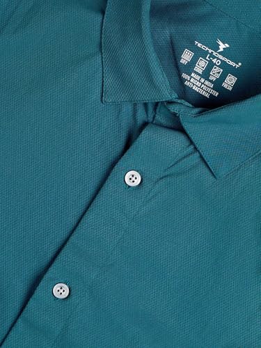 Image of TECHNOSPORT Men's Polyester Slim Fit Solid Casual Shirt with Ts Lytra