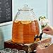 Glownary Glass Beverage Dispenser, 2.4 Gallon Beehive Design, Clear Crystal with Matching Lid, Dishwasher Safe, 12 x 10 x 12.75 Inches