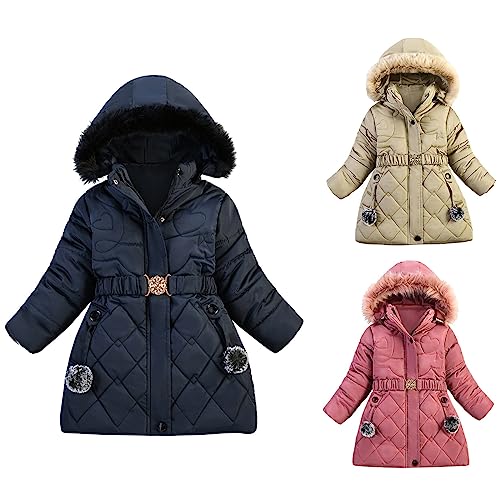 Toddler Girls Long Parka Winter Coat Heavyweight Puffer Jacket with Fu𝐫 Hood Thicken Ski Snow Jacket Toddler T Shirts3