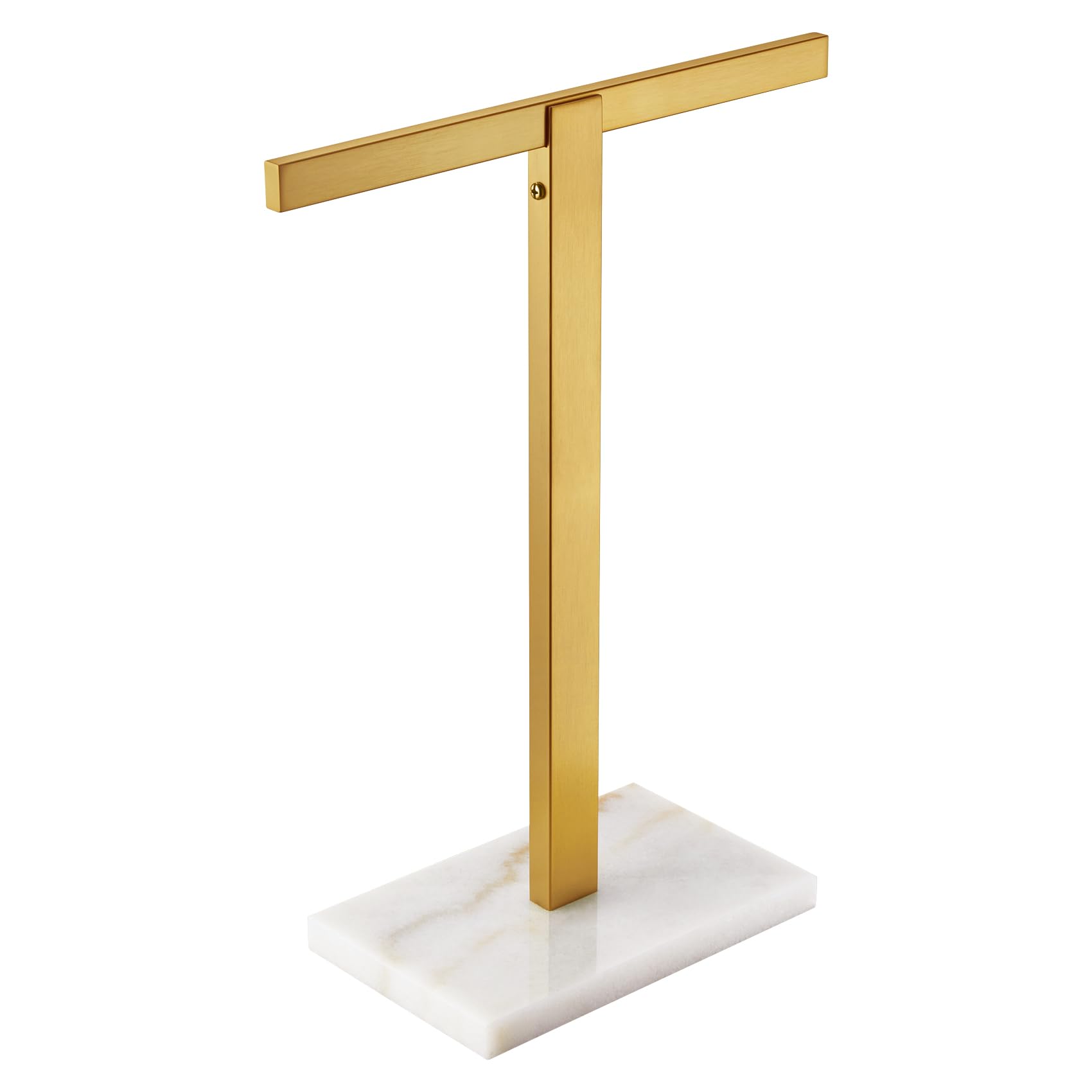 KOKOSIRI Hand Towel Holder Stand Towel Rack with Marble Base for Bathroom Kitchen Vanity Countertop, Gold Stainless Steel 15.7'' Height THS0002-SM-BG