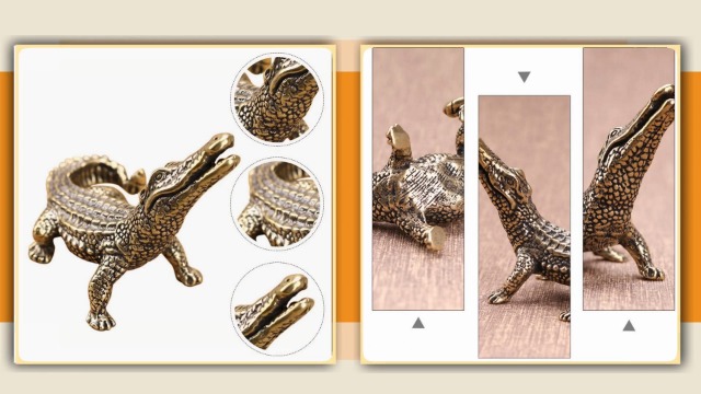 Mini estatua de cocodrilo de latón para decoración miniatura 7