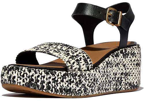 FitFlop Women's Platfforms Woven Wedge Ankle-Strap Sandals