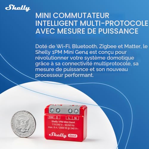 Interrupteur Matter Zigbee Wi-Fi 1 canal 8A Shelly Mini Gen4 connecté - 6