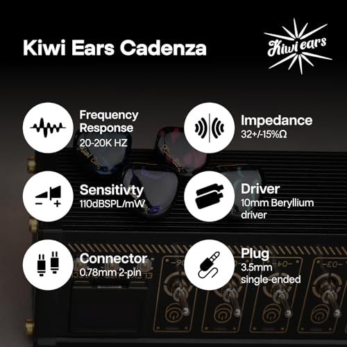 Image of Linsoul Kiwi Ears Cadenza 10mm Beryllium Dynamic Driver IEM 3D Printed with Detachable Interchangeable Plug 0.78 2pin 3.5mm IEM Cable for Musician Audiophile (Green)