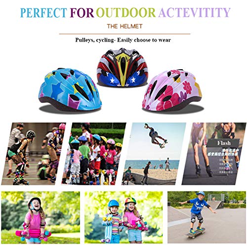 Kids Helmet Adjustable with Sports Protective Gear Set Knee Elbow Wrist Pads for Toddler Ages 4 to 10 Years Old Boys Girls Cycling Skating Scooter Helmet - (Blue)