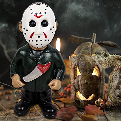 Cafele Horror Movie Garden Gnomes Michael Myers Statue Freddy Jason Scream Action Figure Outdoor Halloween Decorations Collectibles (Jason) #TOP6
