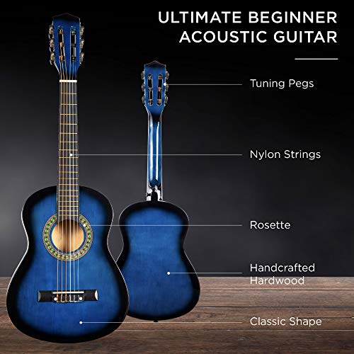 Best Choice Products 30In Kids Acoustic Guitar Beginner Starter Kit With Electric Tuner, Strap, Case, Strings - Blueburst #TOP2