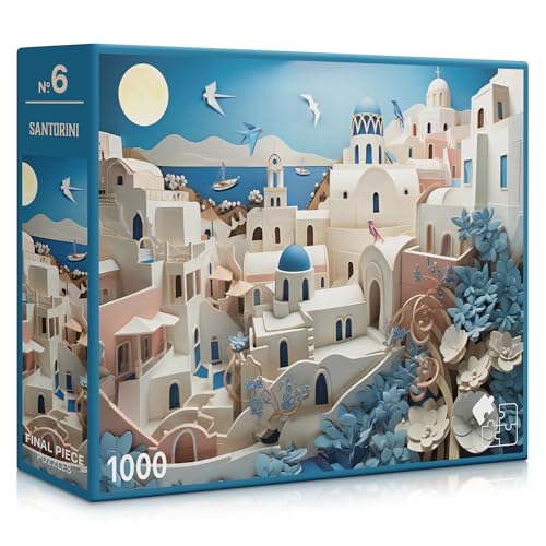 Santorini (#6) – Puzzle de 1000 Piezas para Adultos | Cartón Europeo Premium | Acabado Satinado Antirreflejo | Corte Cinta | Póster de Regalo | Caja para Exhibir | Impreso en EE.UU. | Final Piece Puzzles miniatura 1
