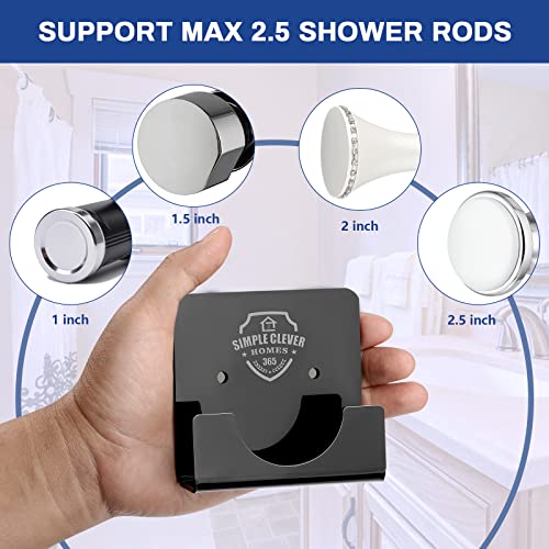 Black Acrylic Bathroom Curtain Rod Holders Adhesive Non Slip Curtain Hangers Pole Holders For Drapes No Drill Stick On Wall Mounted Bath Rod Gripper 2 Piece Square Shower Rod Brackets For Wall #TOP2