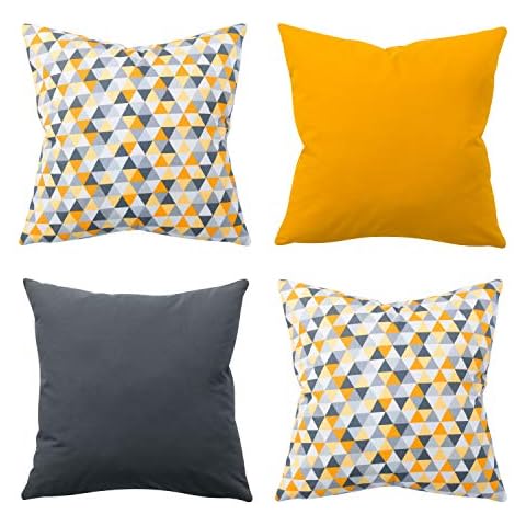 Amilian 4er Set Dekokissen 40x40 Dekokissen mit Füllung und Bezug Kissen mit Bezug Dekoratives Kissen Balkon Dekoration Couch Kissen Sofa Kissen Wohnzimmer Kissen Deko 16x16 inch Cover