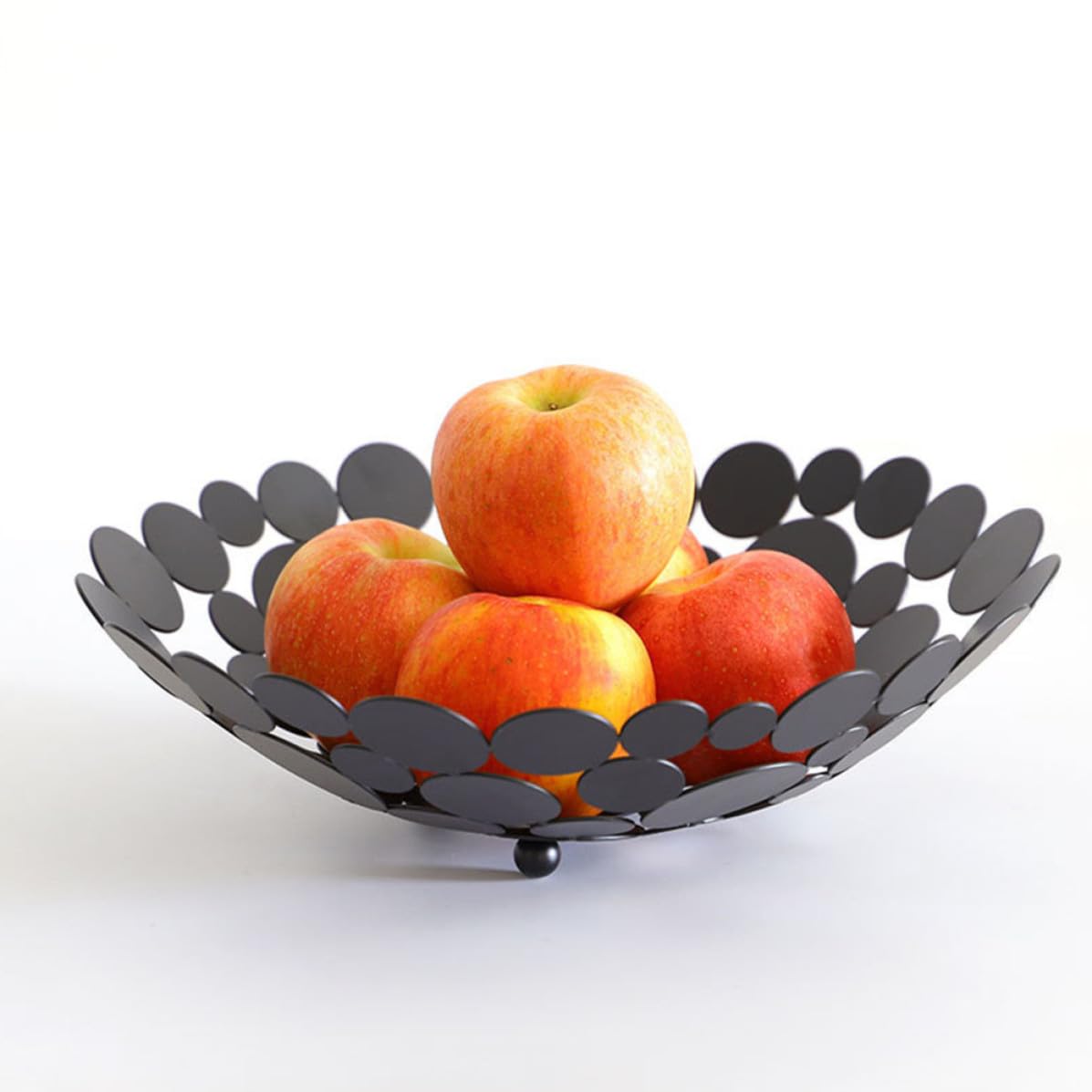 Piatto Portafrutta in Ferro Nero, Elegante, Traforato, per Tavolo