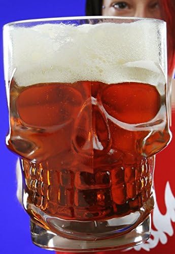 Circleware Skull Face Beer Mug Drinking Glasses with Handle, Set of 2, Heavy Base Funny Entertainment Glassware for Water, Juice and Halloween Decorations Beverage Gifts, 17.6 oz. - Image 4