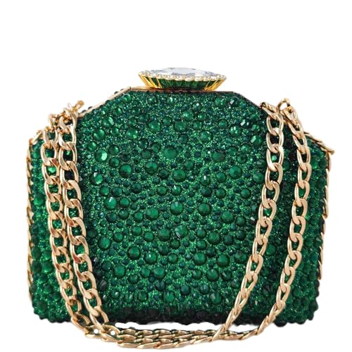 Pochette en cristal Boutique De FGG minaudière de luxe vert émeraude