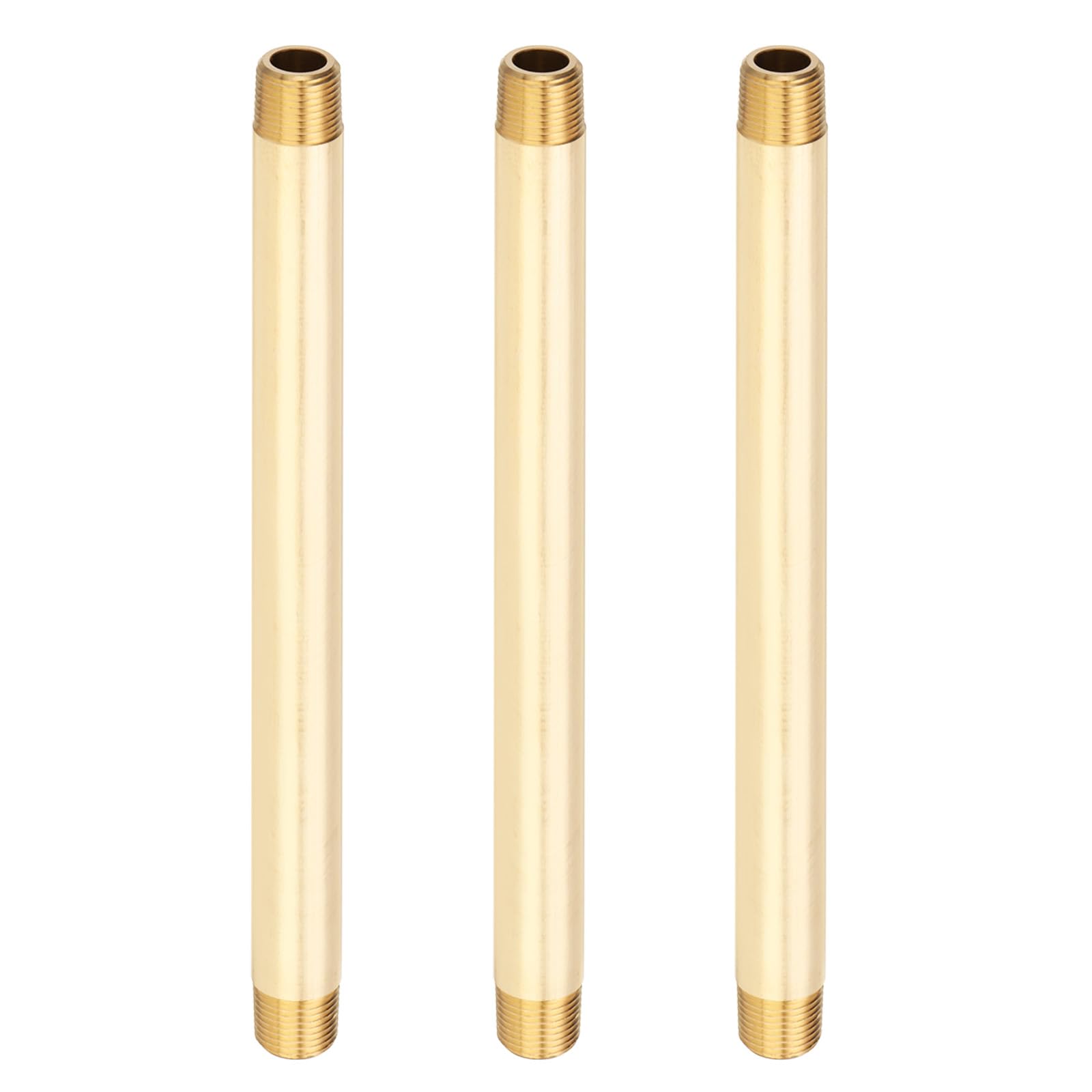 PATIKIL 3Pezzi 8" Lungo 3/8" x 3/8" NPT Maschio Raccordi Tubo In Ottone Lungo Nipple, Tono Ottone