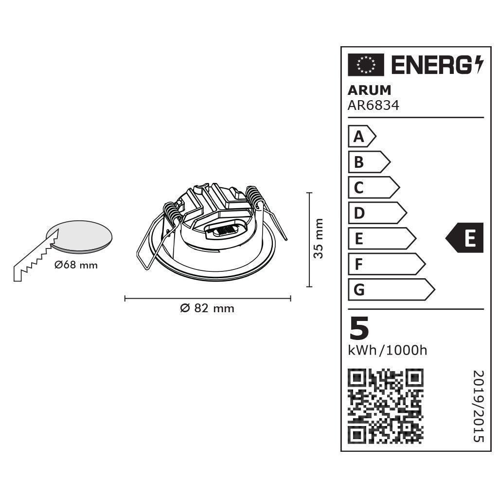 Arum LIGHTING - Lot de 10 Spots LED Encastrables LEO 5W (530 Lm), Orientables, Dimmables, 3 Teintes CCT (2700K-4000K), Étanche IP65, Isolable RT2020, Plafond Salle de Bain et Cuisine