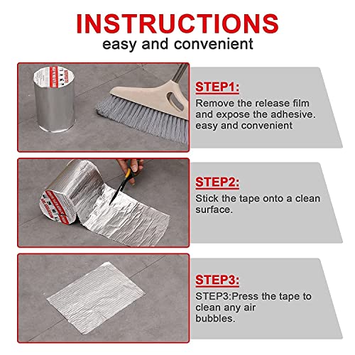 Image of Rewup Super Strong Adhesive Waterproof Permanent Repair Aluminum Butyl Tape Rubber Foil Suitable for Roof Leak, surface Crack, Window Sill Gap, Boat Sealing, Home Renovation (5C